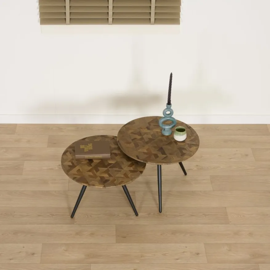 Bijzettafel Alvor Bruin - set 2 stuks