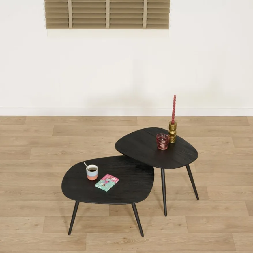 Bijzettafel Comporta Zwart - set 2 stuks