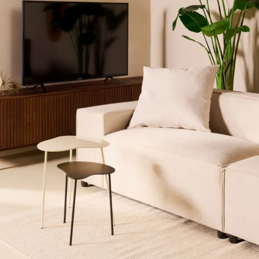 Bijzettafel Klippo Zwart / Beige - set 2 stuks