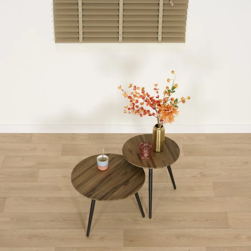 Bijzettafel Rocha Bruin - set 2 stuks