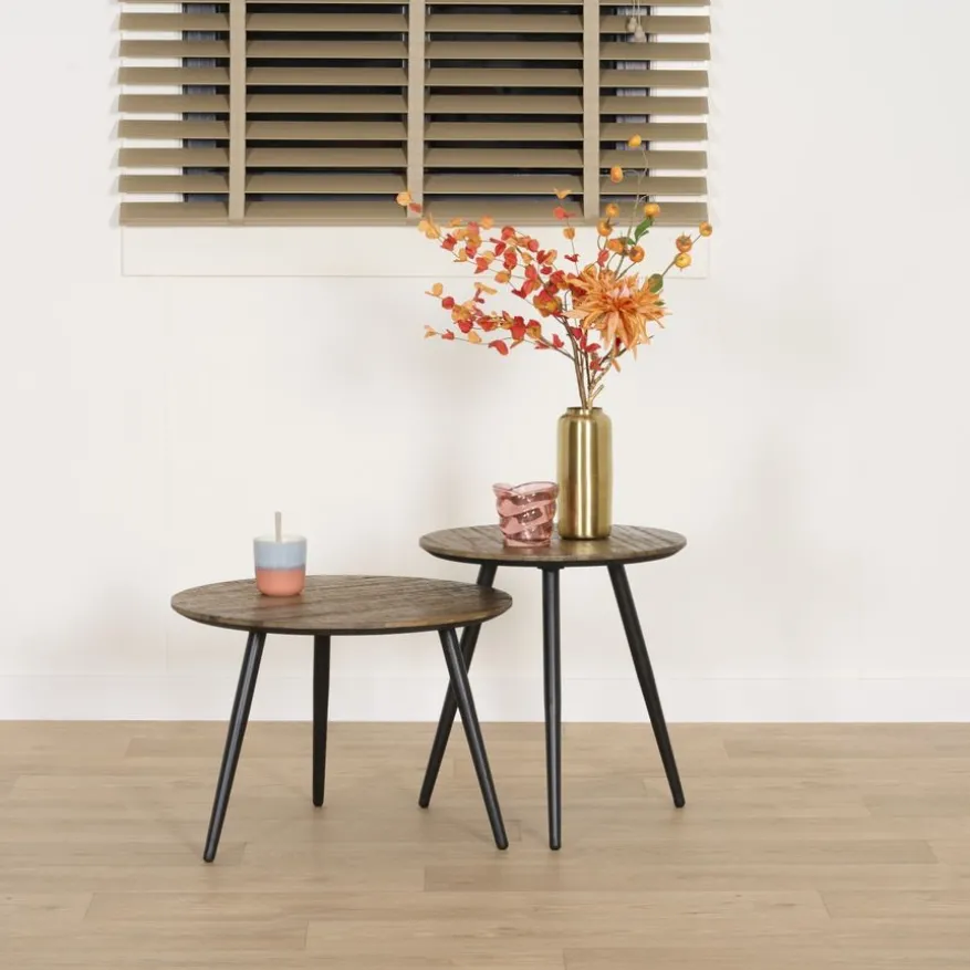 Bijzettafel Rocha Bruin - set 2 stuks