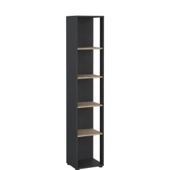 Boekenkast Bram Donkergrijs / Eiken - 41x205x35 cm