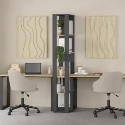 Boekenkast Bram Donkergrijs / Eiken - 80x205x35 cm