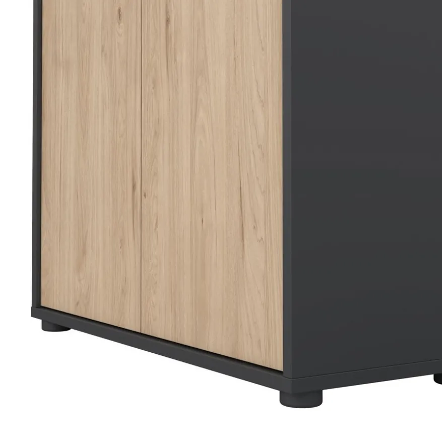 Boekenkast Bram Donkergrijs / Eiken - 80x124x35 cm