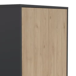 Boekenkast Bram Donkergrijs / Eiken - 80x205x35 cm