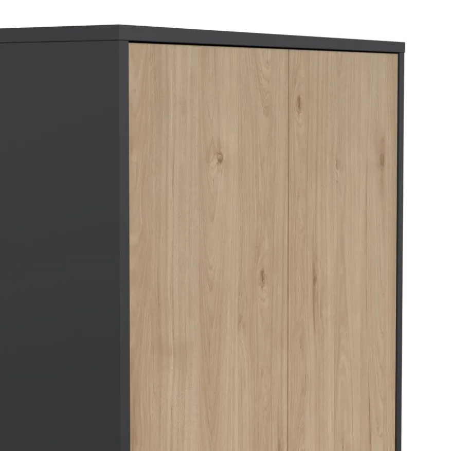 Boekenkast Bram Donkergrijs / Eiken - 80x205x35 cm