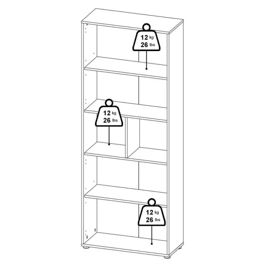 Boekenkast Bram Donkergrijs - 80x205x35 cm