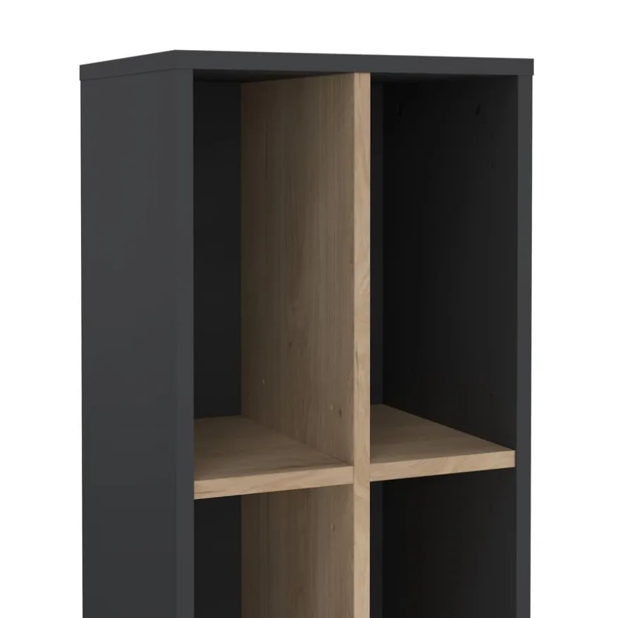 Boekenkast Bram Donkergrijs / Eiken - 41x205x35 cm