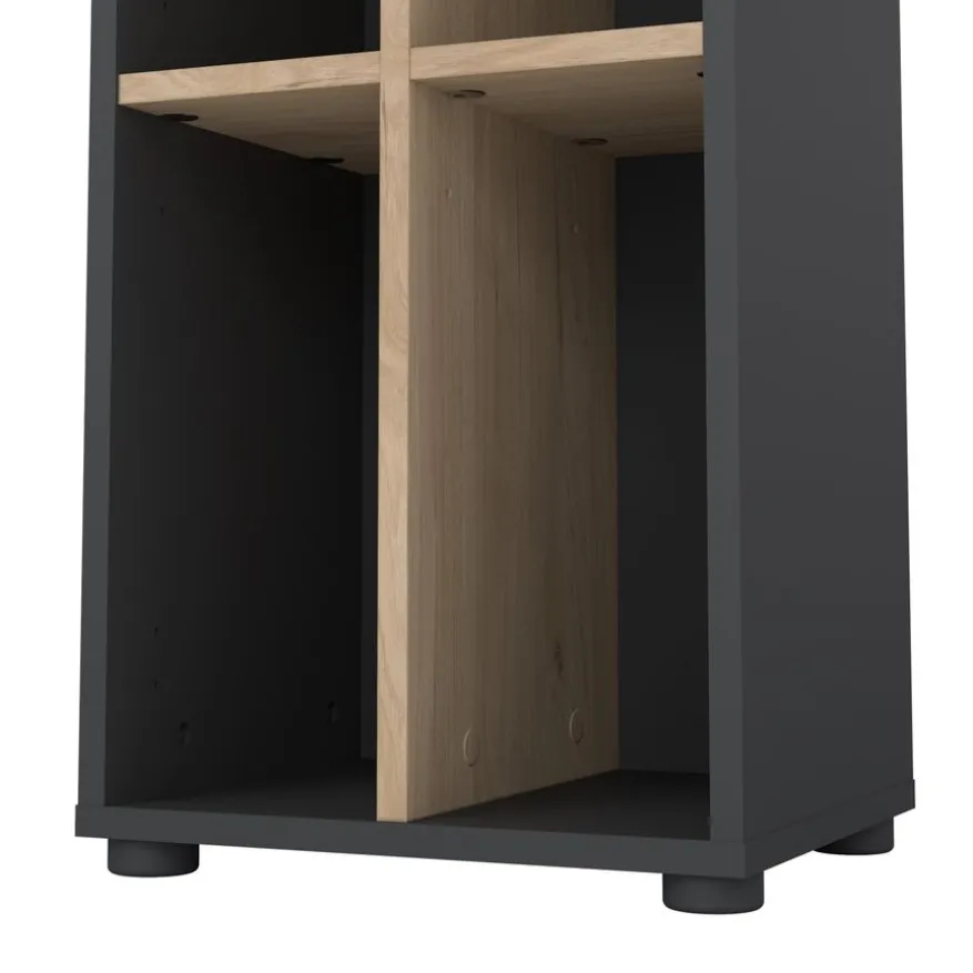 Boekenkast Bram Donkergrijs / Eiken - 41x205x35 cm