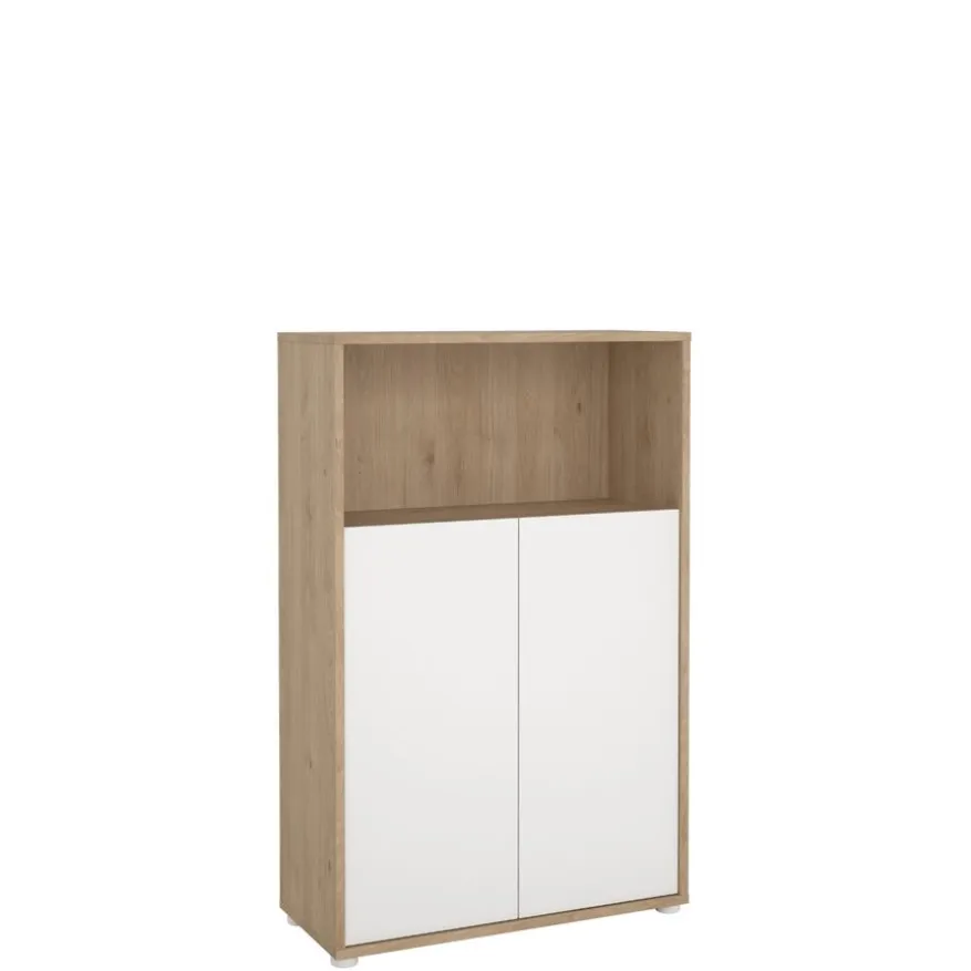 Boekenkast Bram Eiken / Wit - 80x124x35 cm
