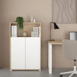 Boekenkast Bram Eiken / Wit - 80x124x35 cm