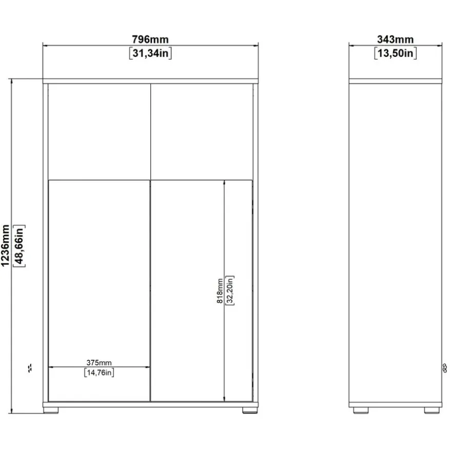 Boekenkast Bram Eiken / Wit - 80x124x35 cm