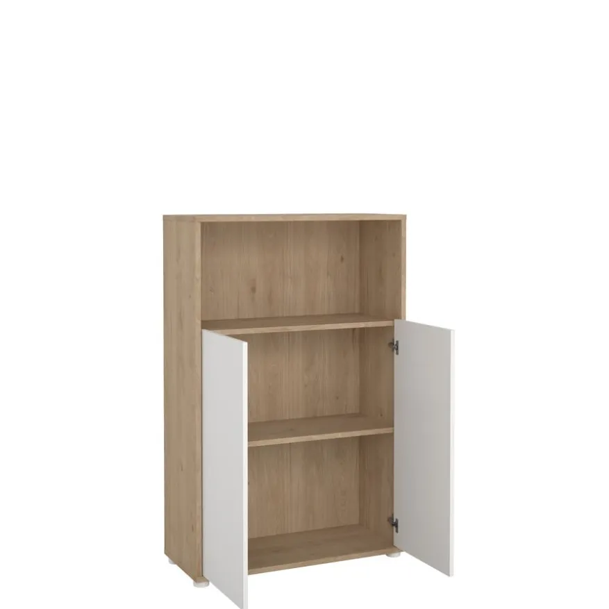 Boekenkast Bram Eiken / Wit - 80x124x35 cm