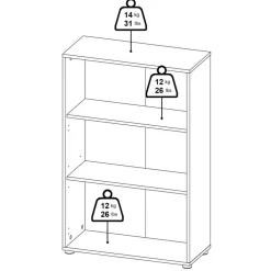 Boekenkast Bram Eiken / Wit - 80x124x35 cm