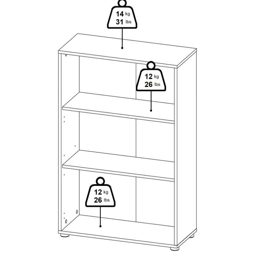 Boekenkast Bram Eiken / Wit - 80x124x35 cm