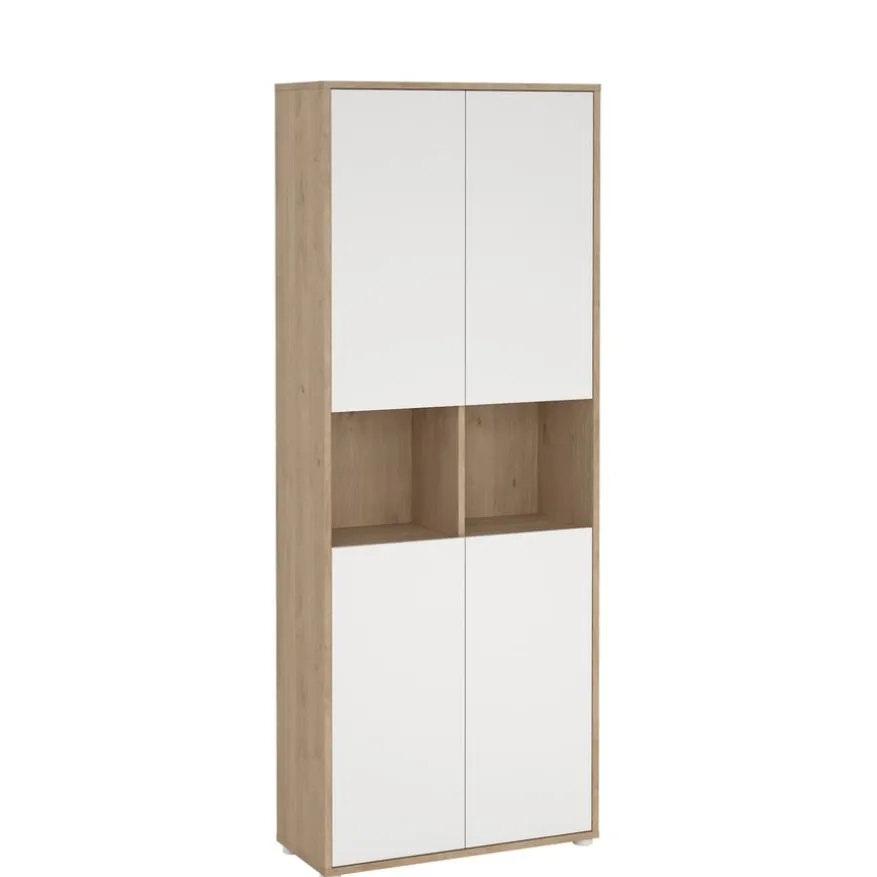 Boekenkast Bram Eiken / Wit - 80x205x35 cm