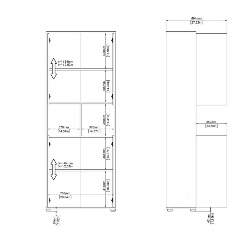 Boekenkast Bram Eiken / Wit - 80x205x35 cm