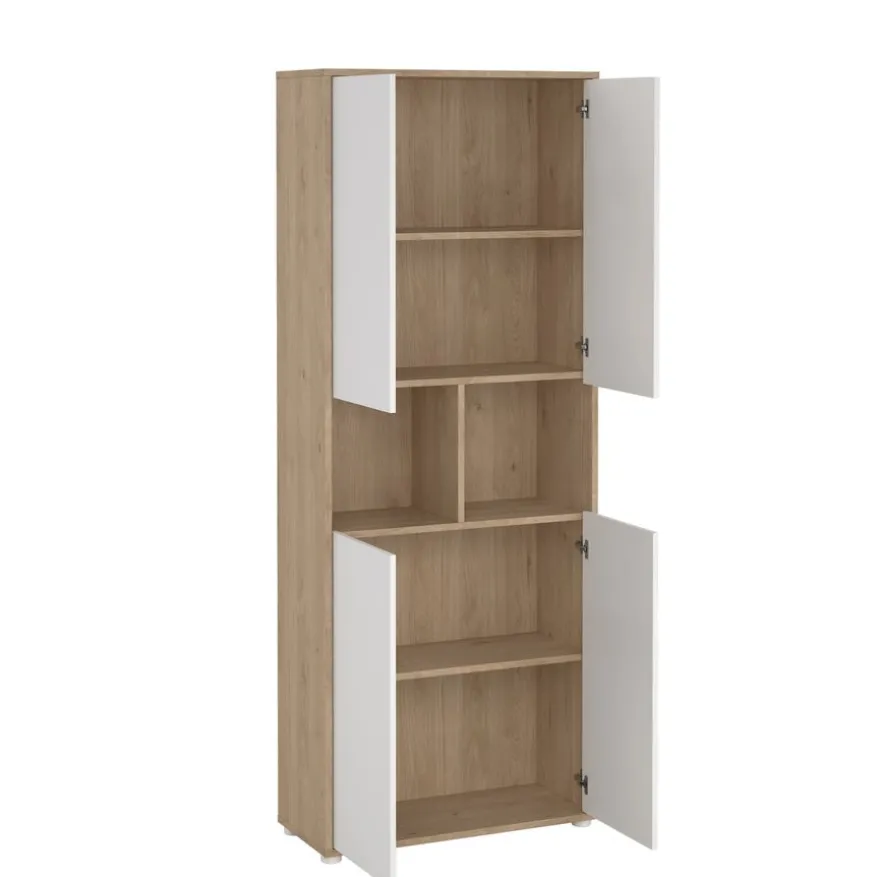 Boekenkast Bram Eiken / Wit - 80x205x35 cm