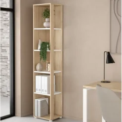 Boekenkast Bram Eiken / Wit - 41x205x35 cm