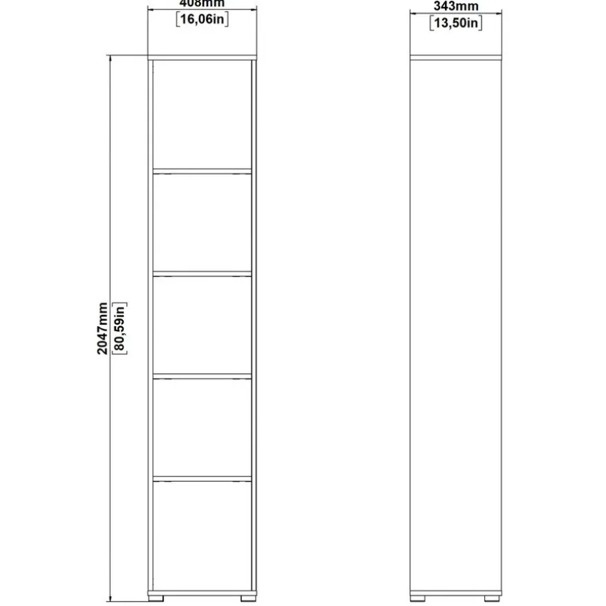 Boekenkast Bram Eiken / Wit - 41x205x35 cm