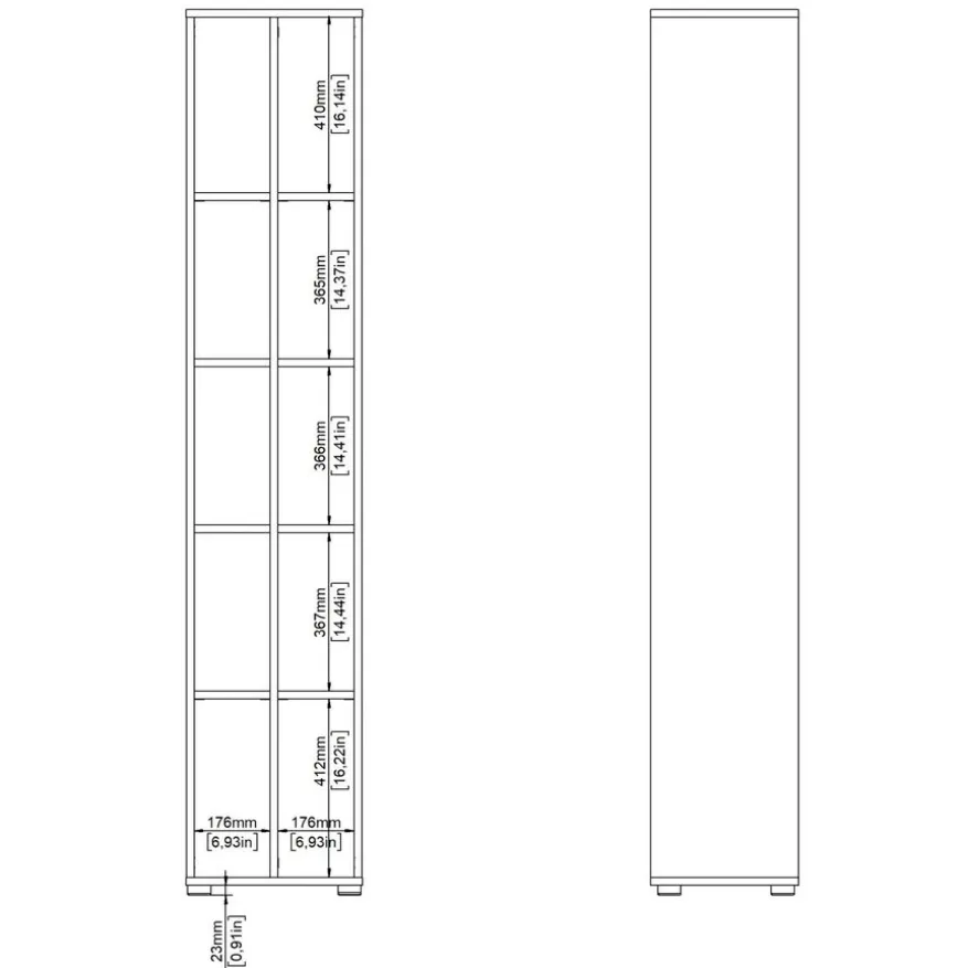 Boekenkast Bram Eiken / Wit - 41x205x35 cm