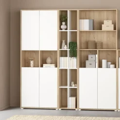 Boekenkast Bram Eiken / Wit - 41x205x35 cm