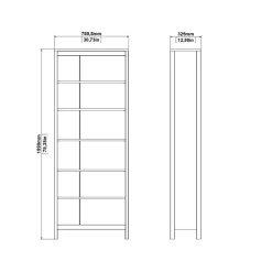 Boekenkast Dallas Zwart - 78x199x33 cm