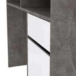 Bureau Boston Beton / Hoogglans Wit - 111x78x49 cm