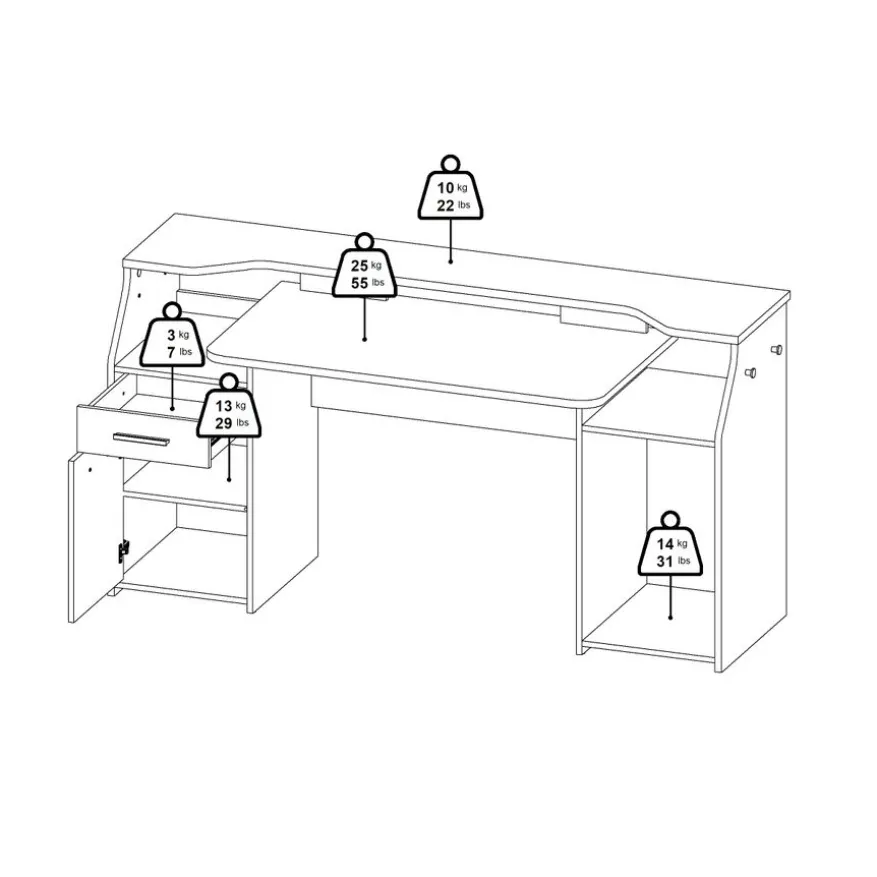 Bureau Boston Donkergrijs - 171x90x63 cm