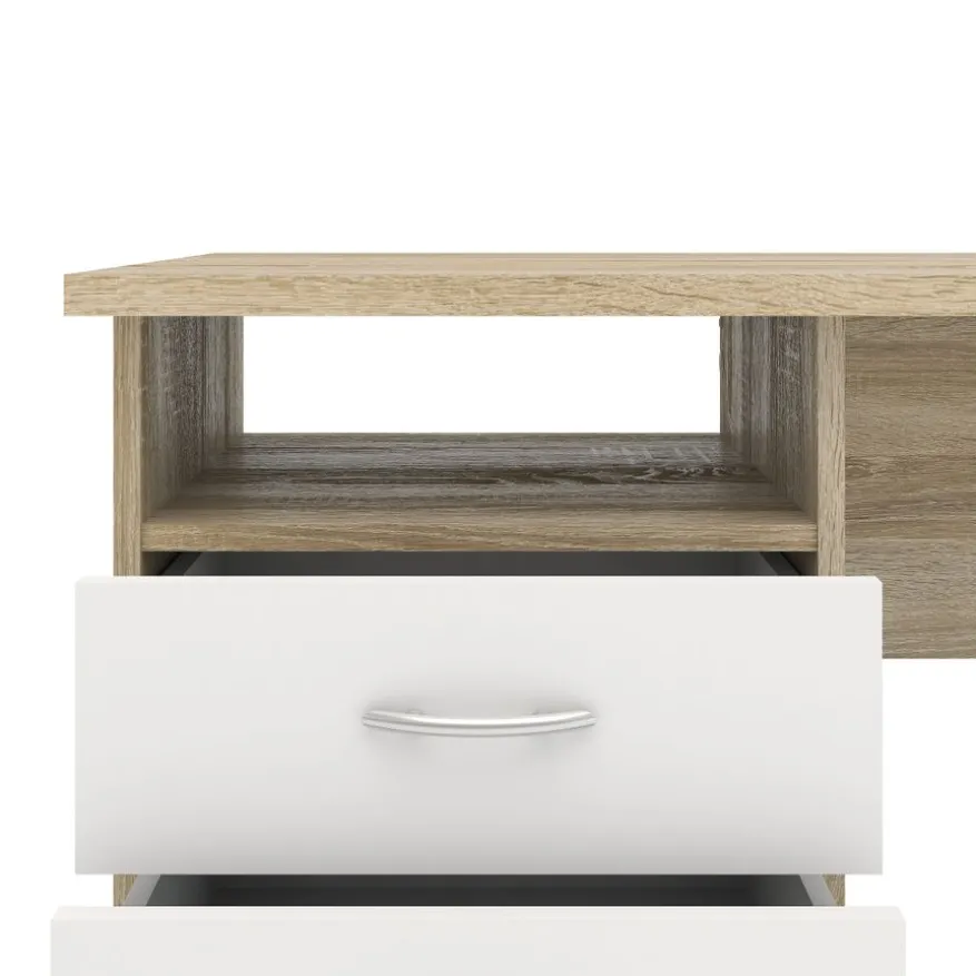 Bureau Boston Eiken / Wit - 121x73x49 cm