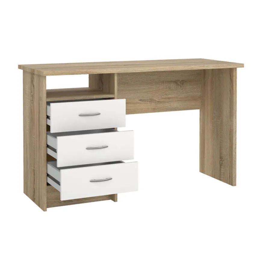 Bureau Boston Eiken / Wit - 121x73x49 cm