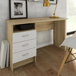 Bureau Boston Eiken / Wit - 121x73x49 cm