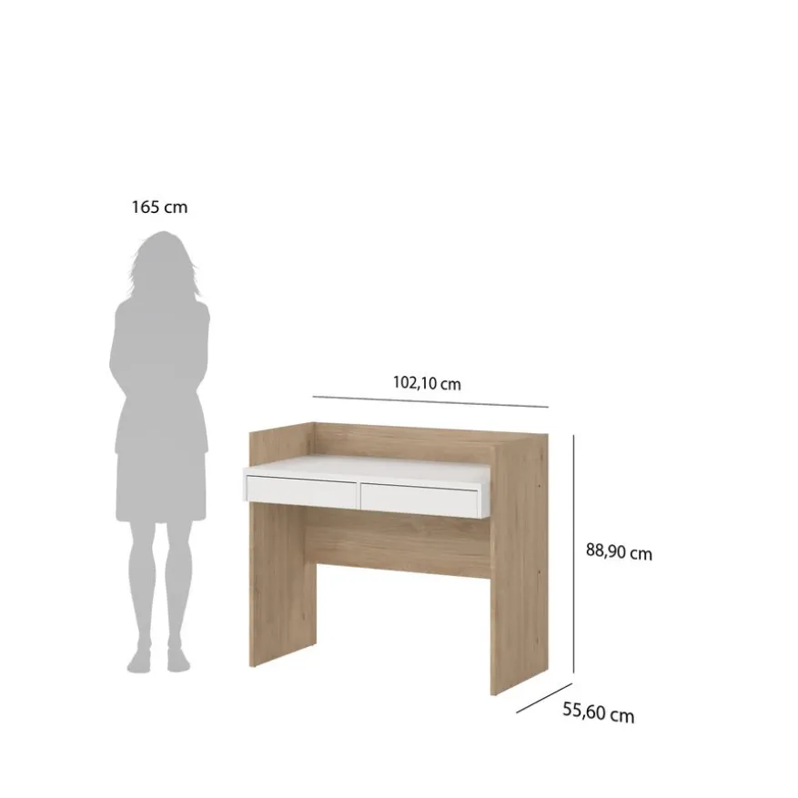 Bureau Boston Eiken / Wit - 103x89x56 cm