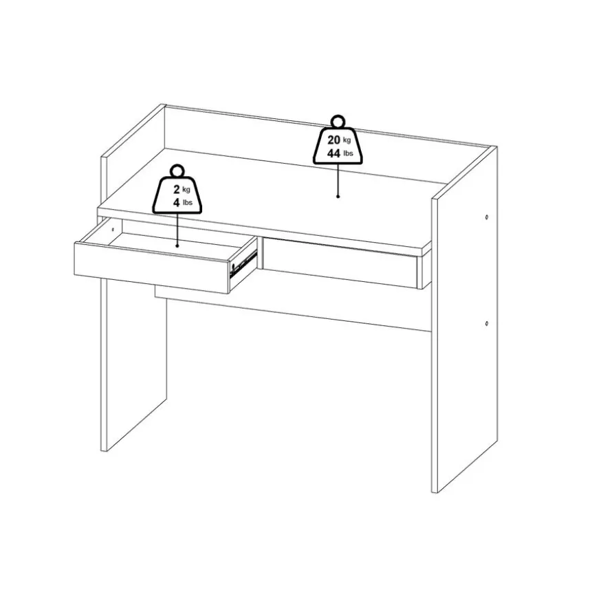 Bureau Boston Eiken / Wit - 103x89x56 cm