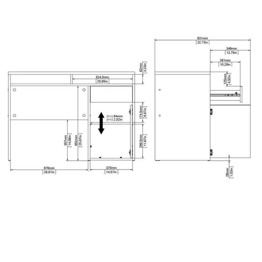 Bureau Boston Eiken - 111x78x49 cm