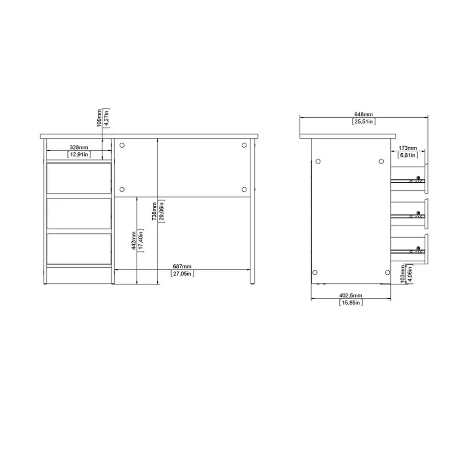 Bureau Boston Eiken - 110x76x49 cm