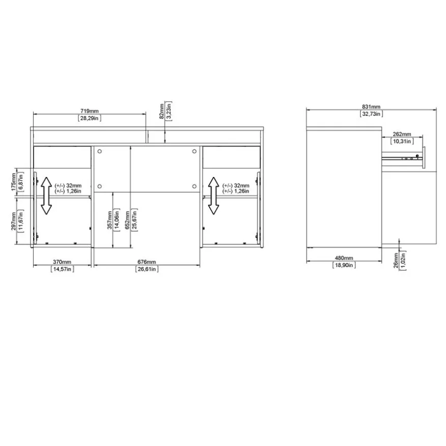 Bureau Boston Eiken - 149x78x49 cm