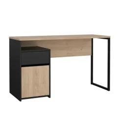 Bureau Boston Eiken / Zwart - 131x77x49 cm