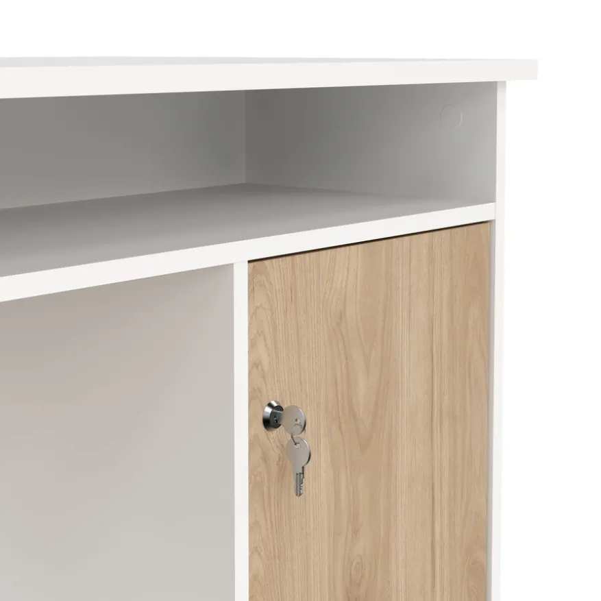 Bureau Boston Wit / Eiken - 126x76x55 cm
