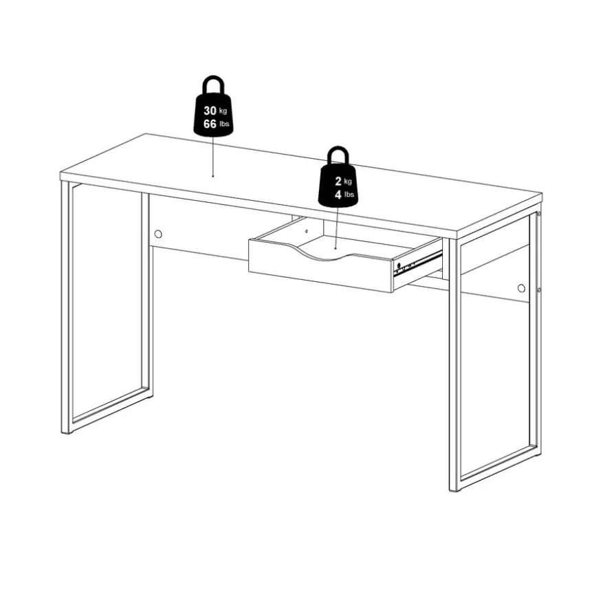 Bureau Boston Wit / Eiken - 130x77x49 cm