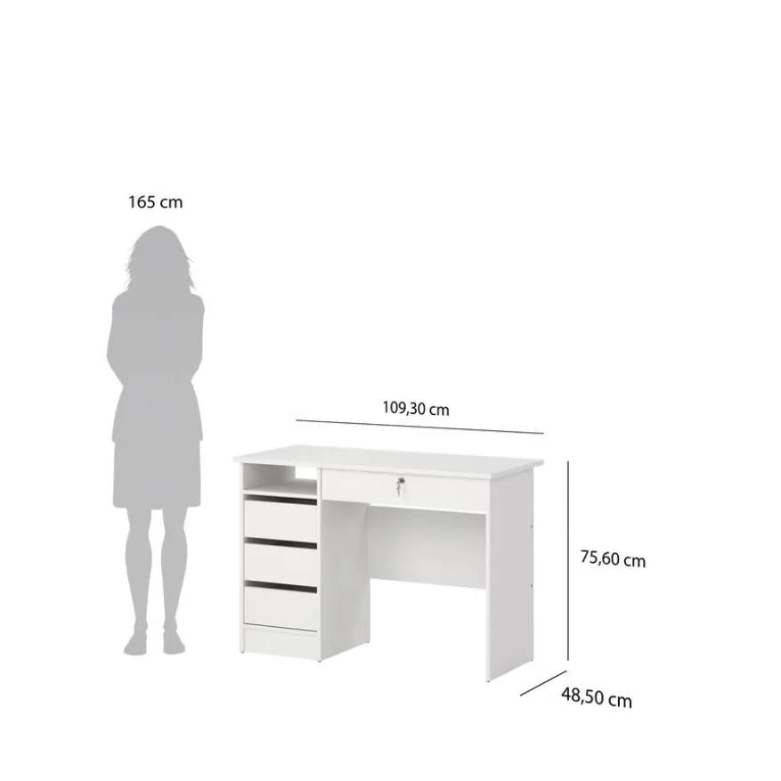 Bureau Boston Wit - 110x76x49 cm
