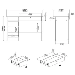 Bureau Boston Wit - 110x76x49 cm