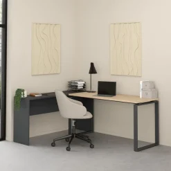 Bureau Bram Donkergrijs / Eiken - 150x76x60 / 150x76x40 cm