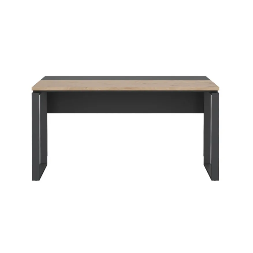 Bureau Bram Donkergrijs / Eiken - 150x76x60 / 150x76x40 cm