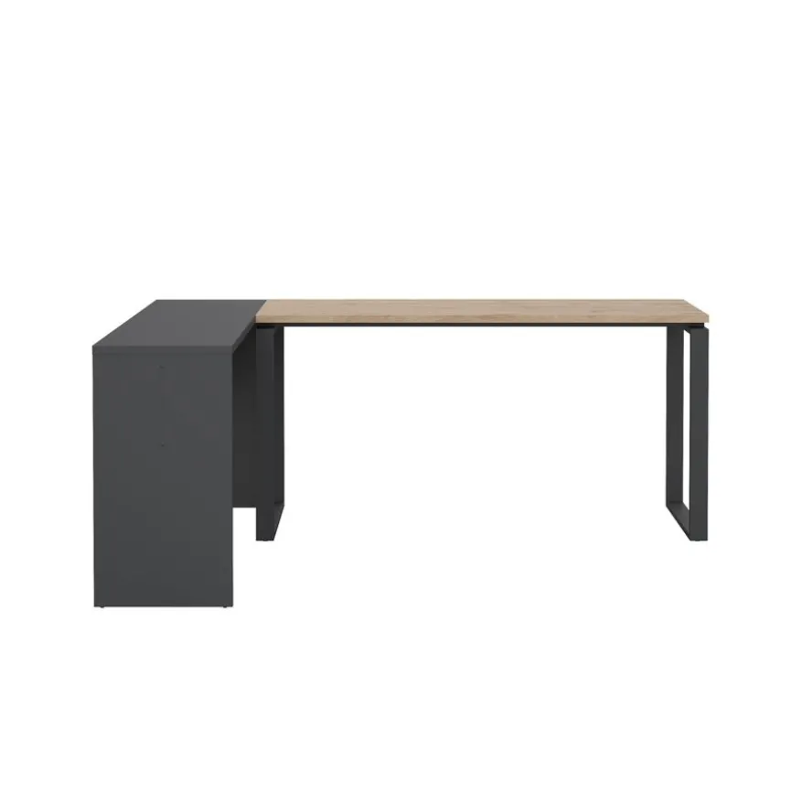 Bureau Bram Donkergrijs / Eiken - 150x76x60 / 150x76x40 cm