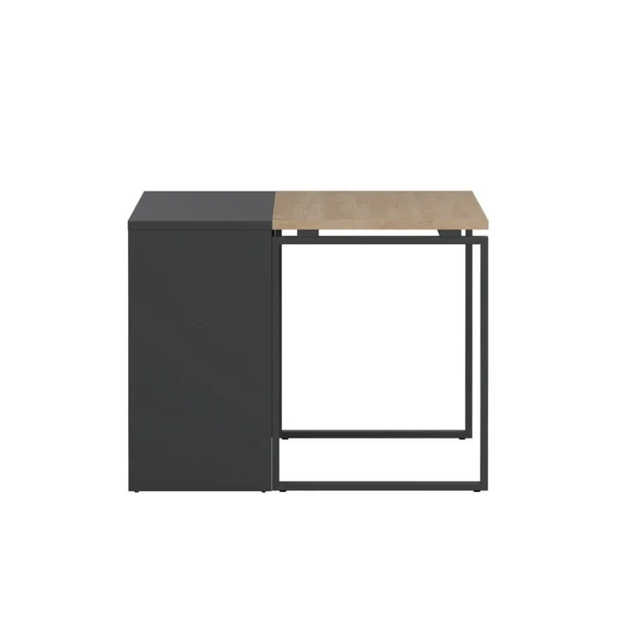 Bureau Bram Donkergrijs / Eiken - 150x76x60 / 150x76x40 cm