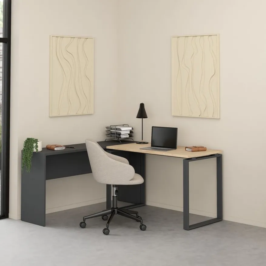 Bureau Bram Eiken / Donkergrijs - 120x76x60 cm