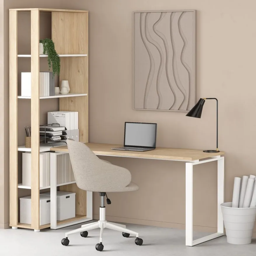 Bureau Bram Eiken / Wit - 150x76x60 cm