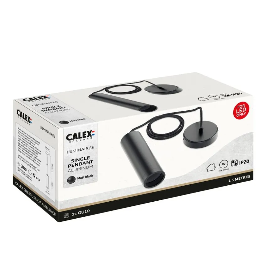 Calex Hanglamp Pendel Zwart - GU10 - Ø 10 cm