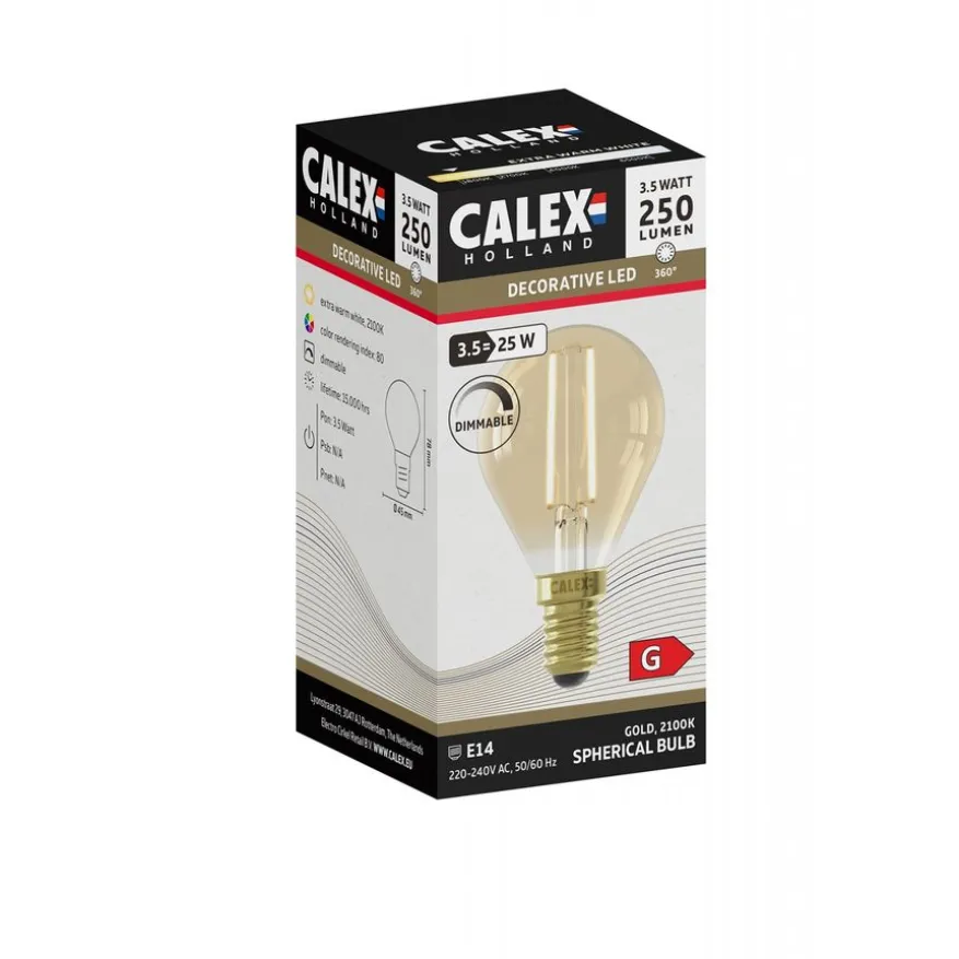 Calex Lichtbron E14 Kogellamp Goud